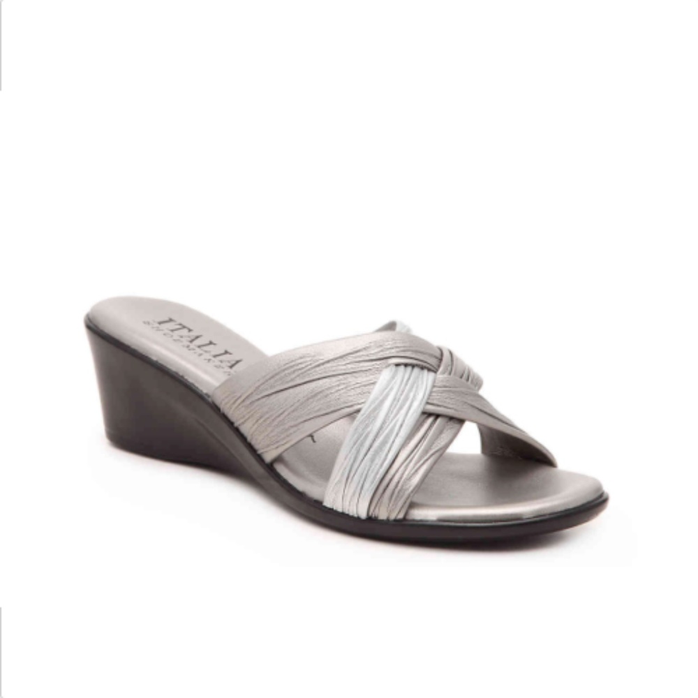 Italian Women's Silver Metallic Dressy Wedge